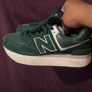 New Balance Green Suede Sneakers with Retro Design